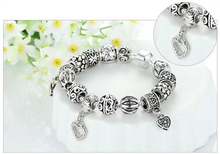 Load image into Gallery viewer, Antique Silver Charm Bangle Bracelet
