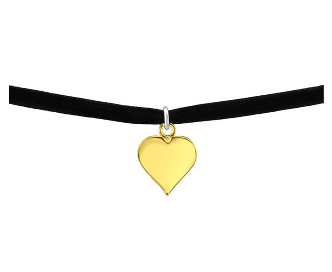 14K Gold Plated Sterling Silver Heart Choker Necklace